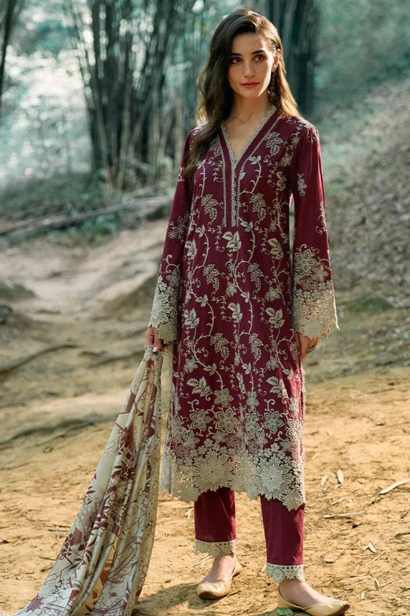 IMAGE-3PC LAWN EMBROIDERED SHIRT WITH MONARK PRINTED DUPATTA & TROUSER-BIC-3598