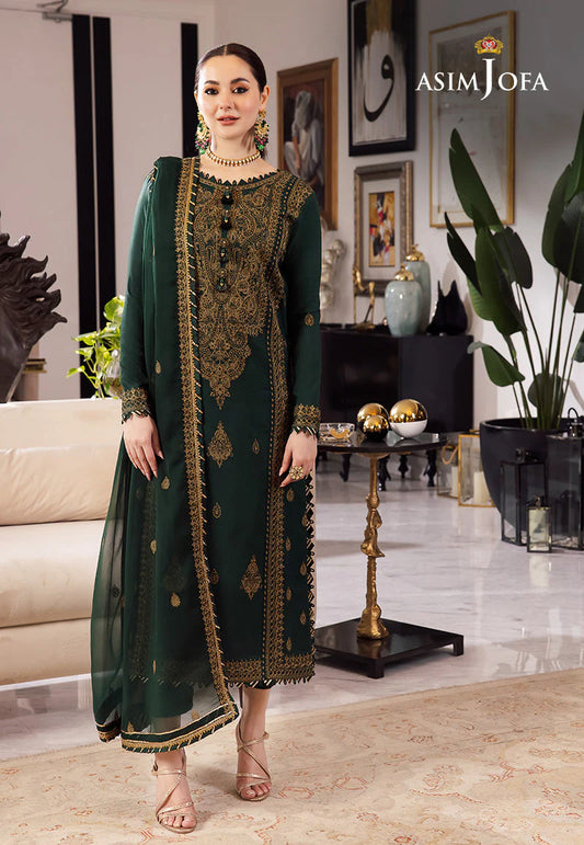 ASIM JOFA-3PC LAWN EMBROIDRED SHIRT WITH CHIFFON EMBROIDRED DUPATTA AND TROUSER-BIC-3609